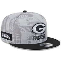 Casquette Snapback 9FIFTY New Era pour hommes, gris/noir, Green Bay Packers Inspire Change
