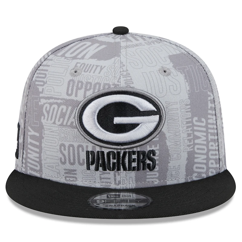 Casquette Snapback 9FIFTY New Era pour hommes, gris/noir, Green Bay Packers Inspire Change