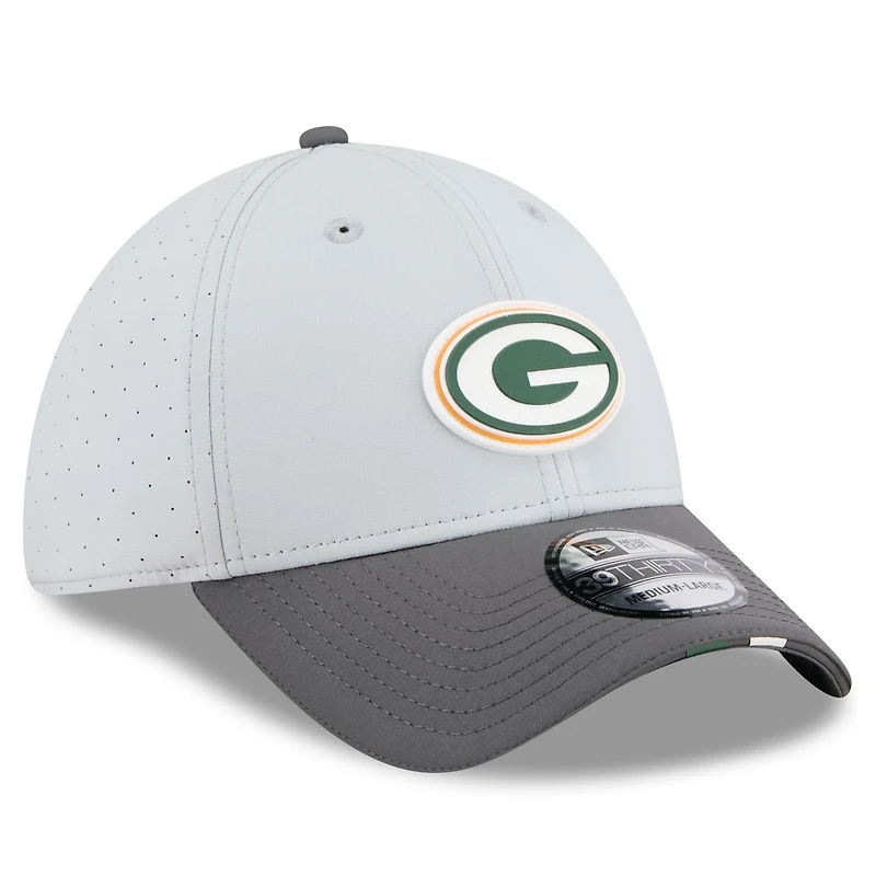 Men's New Era Gray/Graphite Green Bay Packers 2025 NFL Training Camp 39THIRTY Flex Hat