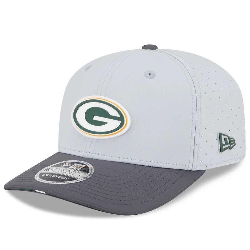 Men's New Era Gray/Graphite Green Bay Packers 2025 NFL Training Camp 9SEVENTY Adjustable Hat