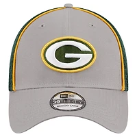 Casquette flexible 39THIRTY Pipe New Era pour hommes, gris/vert, Green Bay Packers