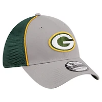 Men's New Era Gray/Green Green Bay Packers  Pipe 39THIRTY Flex Hat