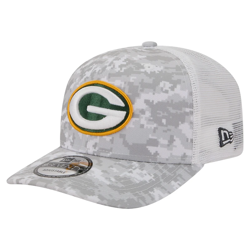 Casquette ajustable New Era Green Bay Packers 2025 Salute to Service pour homme, grise, modèle 9SEVENTY