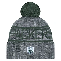 Men's New Era Gray Green Bay Packers 2025 Sideline Cuffed Knit Hat with Pom