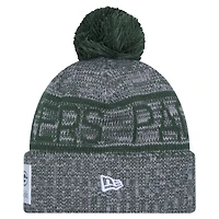 Bonnet tricoté à revers et pompon pour homme New Era gris Green Bay Packers 2025 Sideline