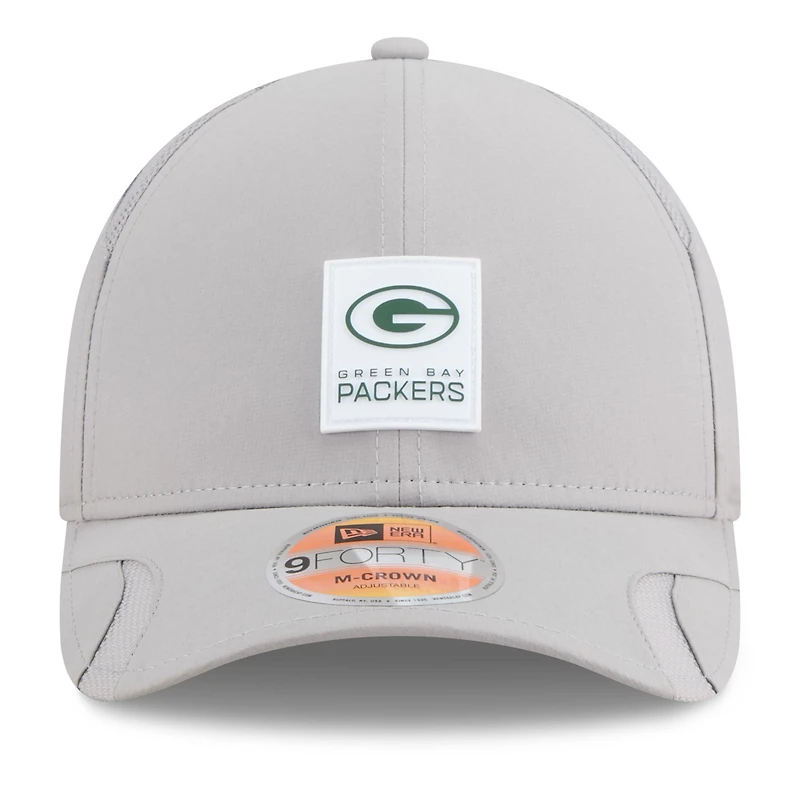 Casquette ajustable New Era grise Green Bay Packers 2025 Sideline M-Crown 9FORTY pour homme