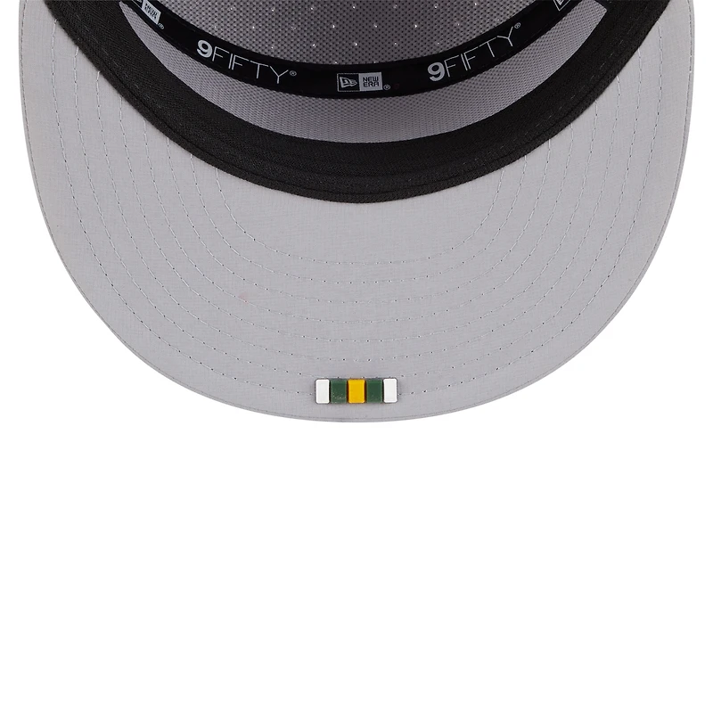 Casquette snapback 9FIFTY grise à panneau fendu des Green Bay Packers 2025 de New Era pour homme