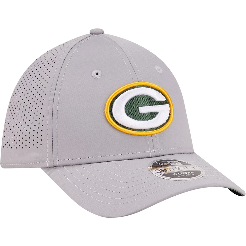 Men's New Era Gray Green Bay Packers 39THIRTY M-Crown Flex Fit Hat