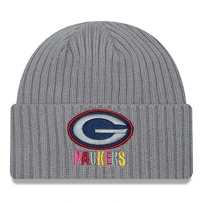 Bonnet en tricot à revers multiples New Era pour hommes, gris Green Bay Packers Color Pack