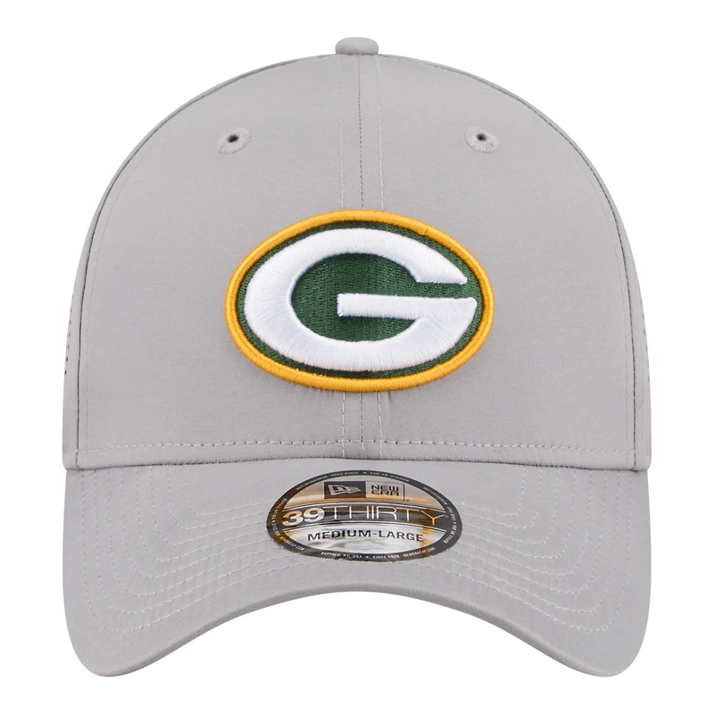 Men's New Era Gray Green Bay Packers Perforated 39THIRTY Flex Hat