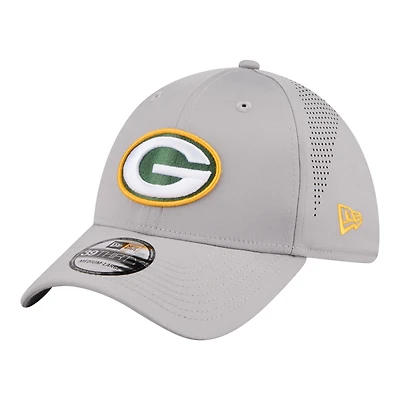 Men's New Era Gray Green Bay Packers Perforated 39THIRTY Flex Hat
