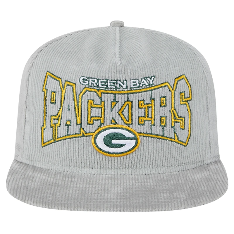 Casquette de golf snapback à cordon de serrage Green Bay Packers de New Era pour homme, grise