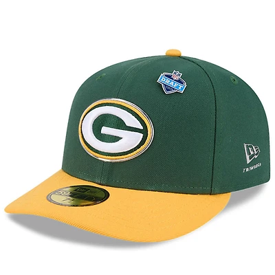 Casquette New Era 59FIFTY pré-courbée verte et or Green Bay Packers, édition spéciale NFL Draft 2026, pour homme