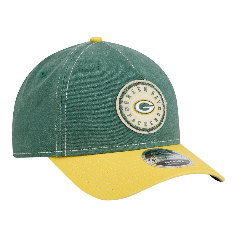 Men's New Era Green/Gold Green Bay Packers 9FORTY Felt A-Frame Adjustable Hat