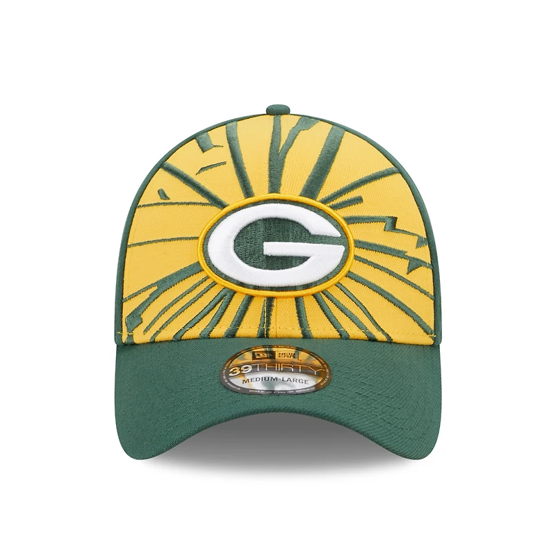 Casquette Flex New Era pour homme Green Bay Packers Shattered 39THIRTY vert/doré