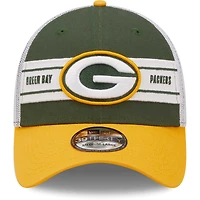 Casquette 39THIRTY à bandes de l'équipe Green Bay Packers New Era pour homme - vert/doré flex