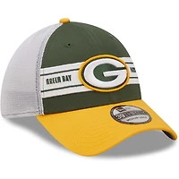 Casquette 39THIRTY à bandes de l'équipe Green Bay Packers New Era pour homme - vert/doré flex