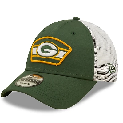 NWE PAC GREEN WHIT NFL LOGO PATCH TRUCKER 9FORTY HATMENSTR