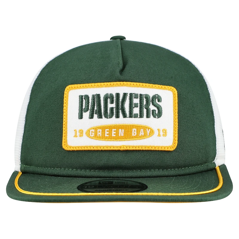 Men's New Era Green/White Green Bay Packers Patch 19TWENTY Adjustable Hat