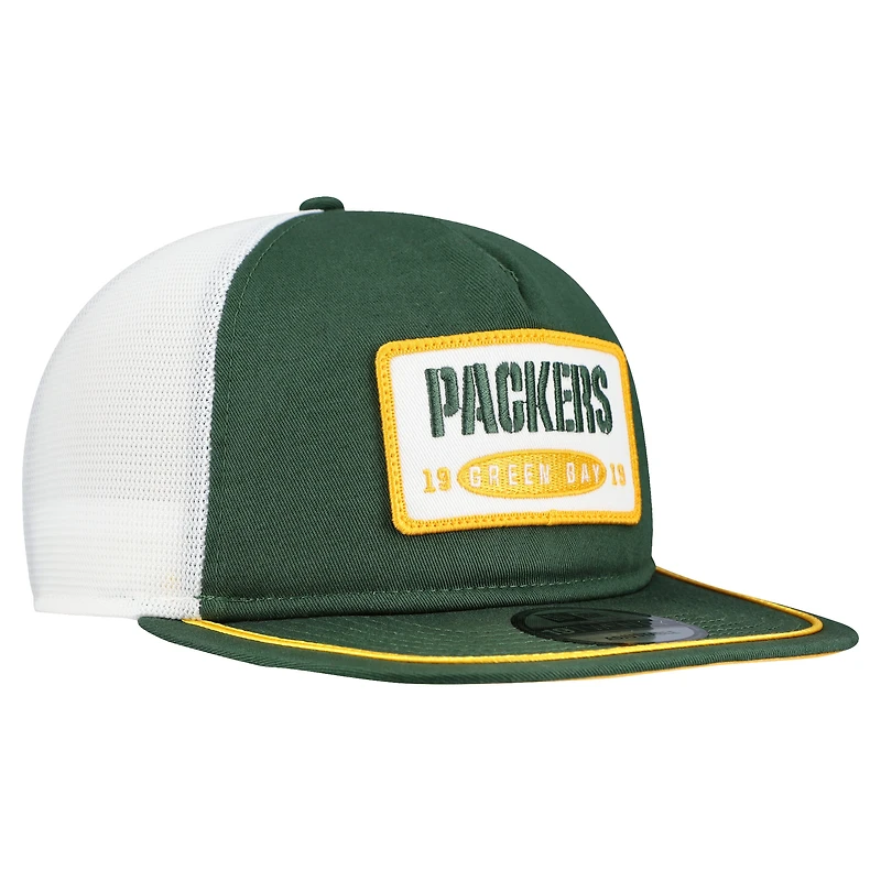 Men's New Era Green/White Green Bay Packers Patch 19TWENTY Adjustable Hat