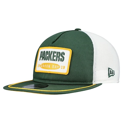 Men's New Era Green/White Green Bay Packers Patch 19TWENTY Adjustable Hat