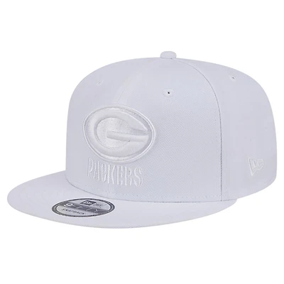 Men's New Era Green Bay Packers Main White on White 9FIFTY Snapback Hat