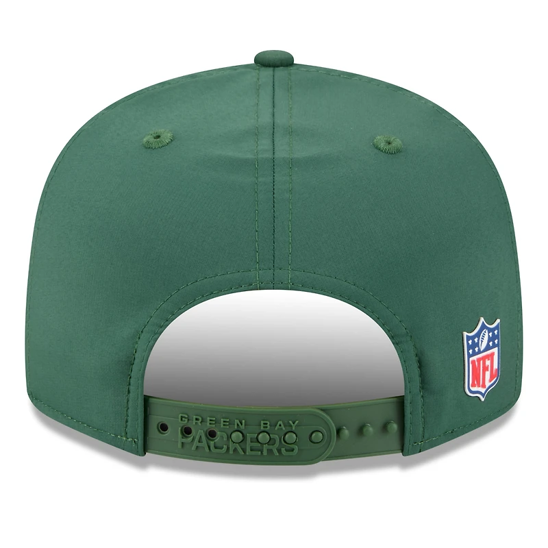 Men's New Era Green Green Bay Packers 2025 Sideline Split Panel 9FIFTY Snapback Hat