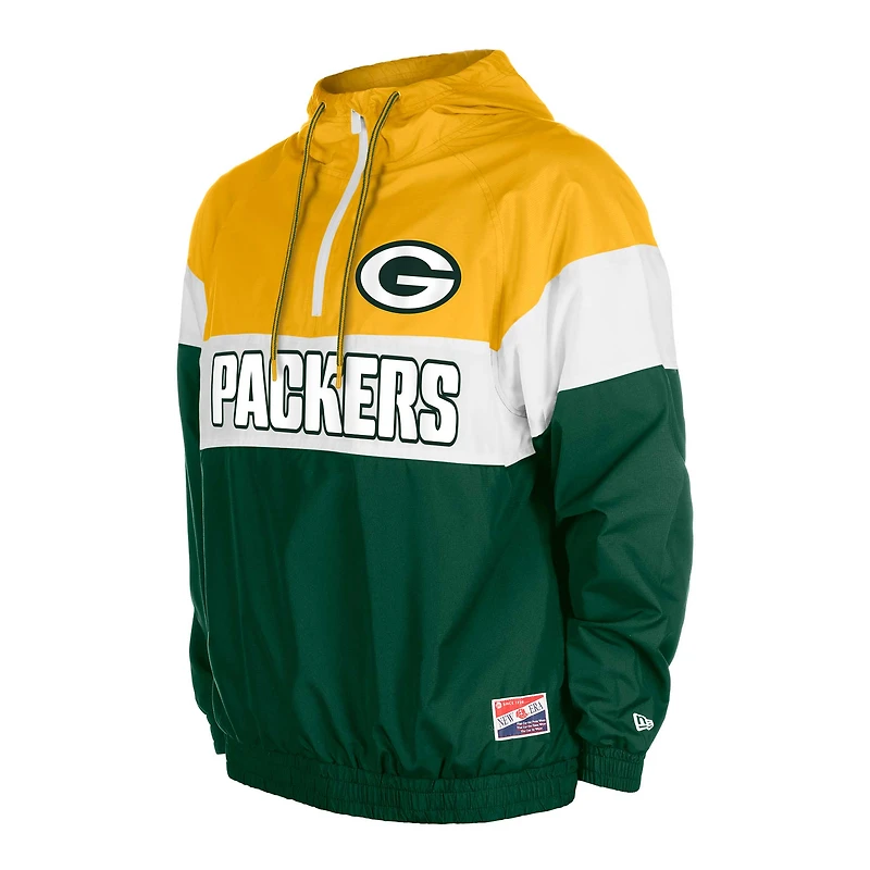 Veste coupe-vent à glissière quart de tour raglan 3rd Down Green Bay Packers New Era pour homme
