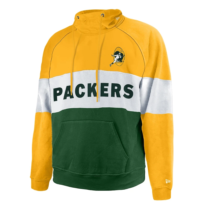 Men's New Era Green Bay Packers Big & Tall Throwback Colorblock Pullover Hoodie