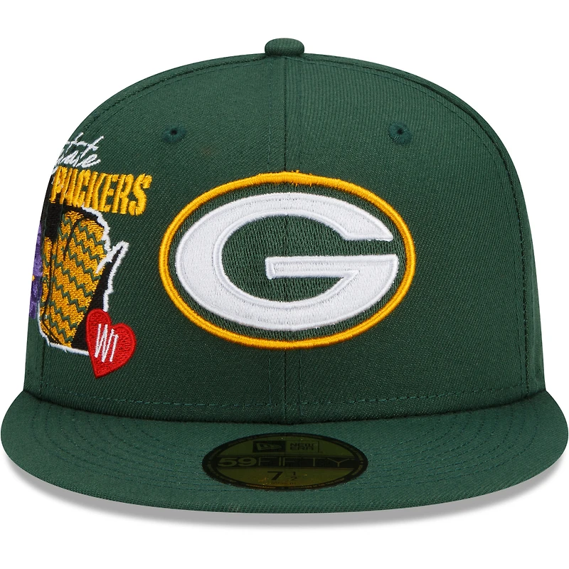 Casquette ajustée Green Bay Packers City Cluster 59FIFTY New Era pour homme, vert
