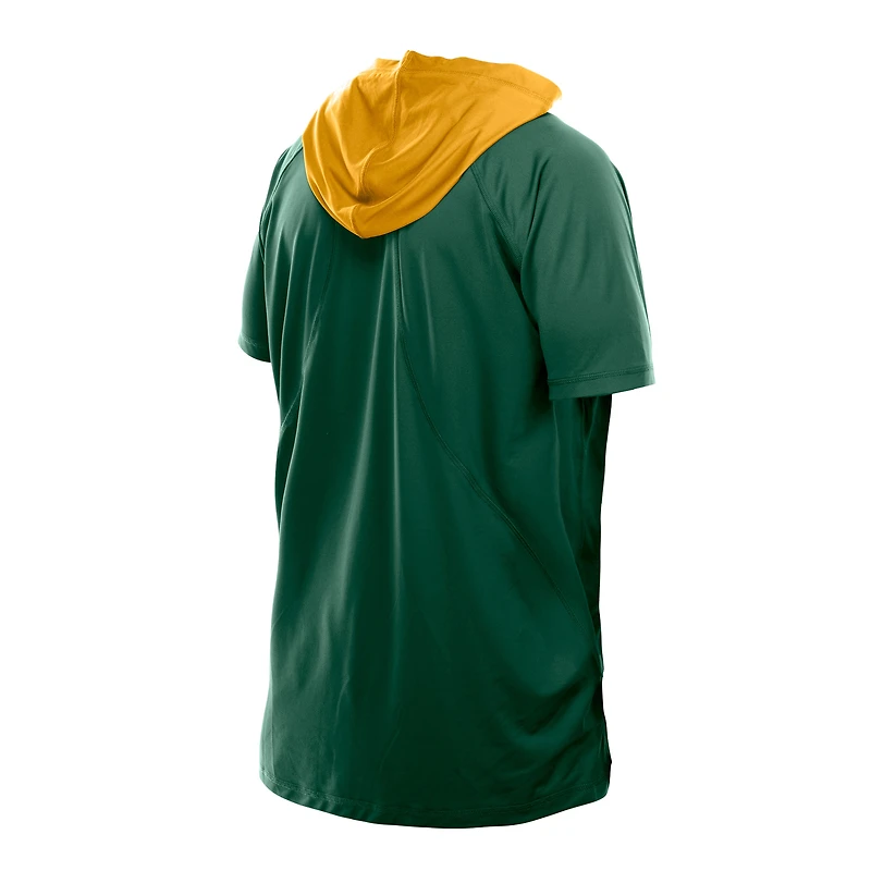 Men's New Era Green Bay Packers Combine Authentic Hooded Raglan Short-Sleeve T-Shirt