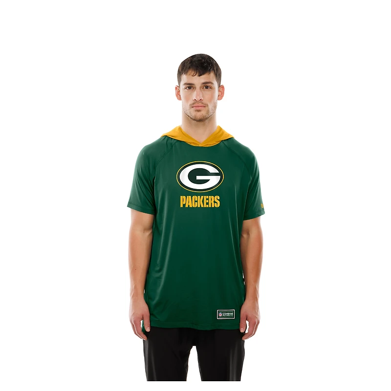 Men's New Era  Green Bay Packers Combine Authentic Hooded Raglan Short-Sleeve T-Shirt