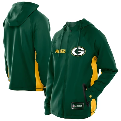 Men's New Era  Green Bay Packers Combine Authentic Raglan Scuba Full-Zip Hoodie