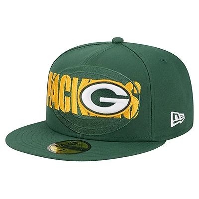 Men's New Era  Green Bay Packers Overlap Wordmark 59FIFTY Fitted Hat