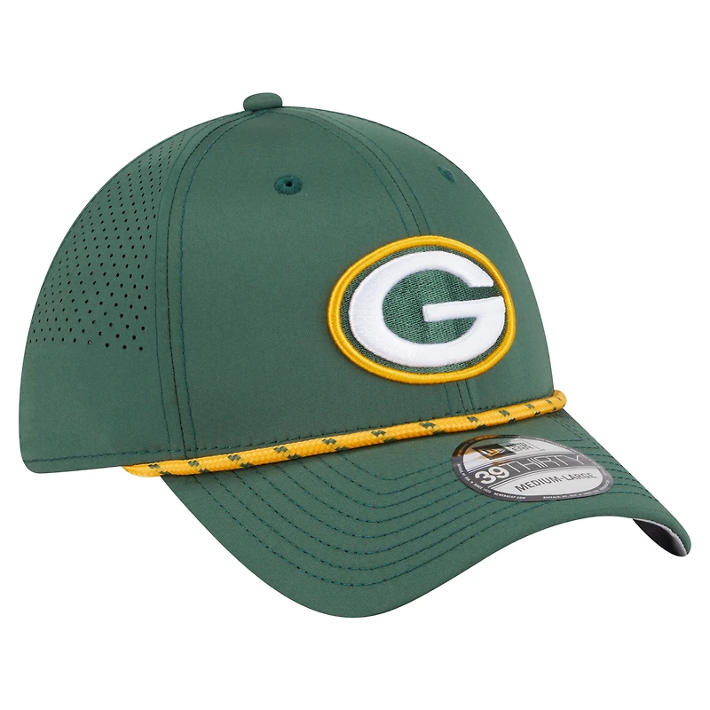 Casquette perforée 39THIRTY Flex verte des Packers de Green Bay pour homme New Era