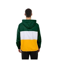 Coupe-vent à capuche zippé quart de tour New Era Green Bay Packers pour homme