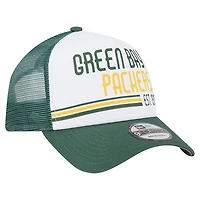 Casquette trucker New Era Green Bay Packers Stacked A-Frame 9FORTY pour homme, verte et ajustable