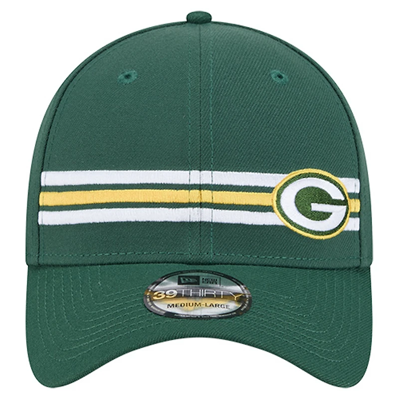 Casquette 39THIRTY Flex à rayures vertes des Packers de Green Bay New Era pour homme