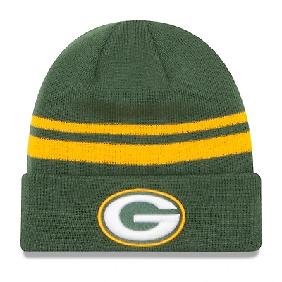 Men's New Era Green Green Bay Packers Team Logo Cuffed Knit Hat