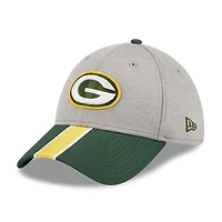 Casquette flexible 39THIRTY rayée Green Bay Packers New Era pour hommes, gris chiné/vert