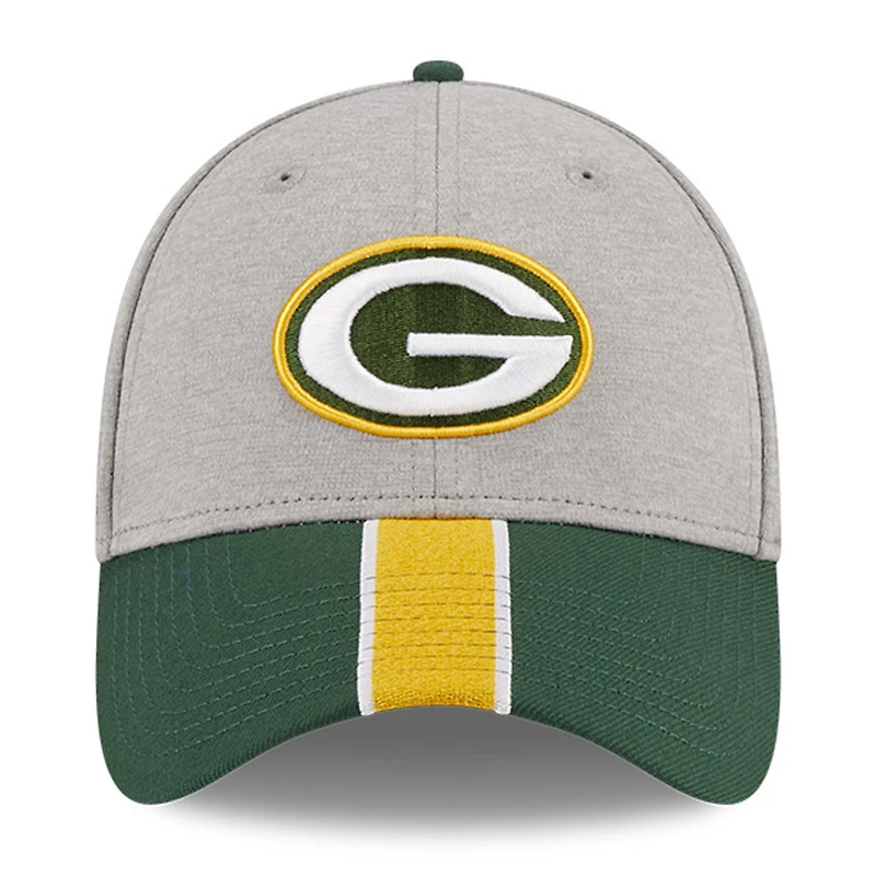 Casquette flexible 39THIRTY rayée Green Bay Packers New Era pour hommes, gris chiné/vert