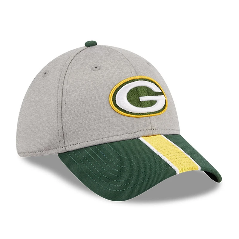 Casquette flexible 39THIRTY rayée Green Bay Packers New Era pour hommes, gris chiné/vert