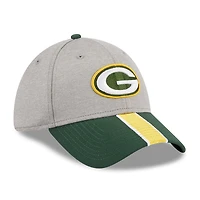 Casquette flexible 39THIRTY rayée Green Bay Packers New Era pour hommes, gris chiné/vert