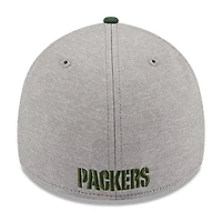 Casquette flexible 39THIRTY rayée Green Bay Packers New Era pour hommes, gris chiné/vert