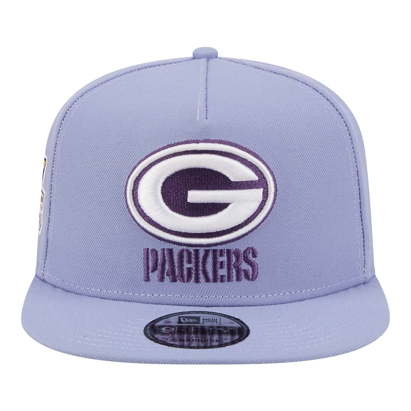 Men's New Era Lavender Green Bay Packers Bloom A-Frame 9FIFTY Snapback Hat