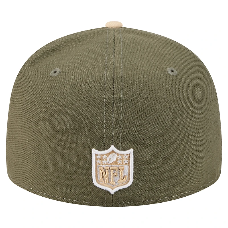 Men's New Era Light Beige/Olive Green Bay Packers Two-Tone Color Pack Split Panel 59FIFTY Fitted Hat