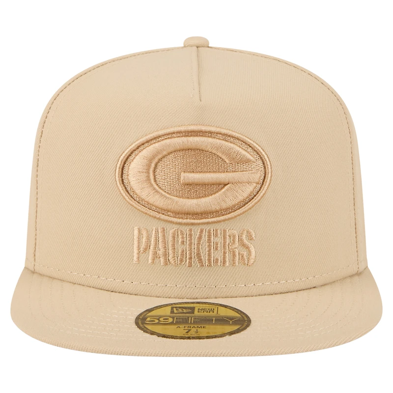 Casquette ajustée A-Frame 59FIFTY beige clair pour homme New Era des Green Bay Packers
