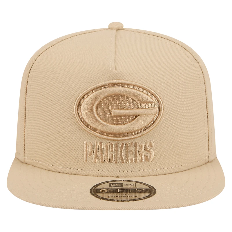Casquette snapback A-Frame 9FIFTY beige clair pour homme New Era, Pack Couleur Green Bay Packers
