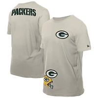 Men's New Era Light Beige Green Bay Packers Multi Patch T-Shirt