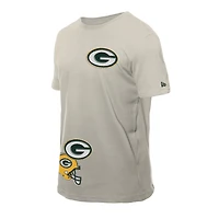 Men's New Era Light Beige Green Bay Packers Multi Patch T-Shirt